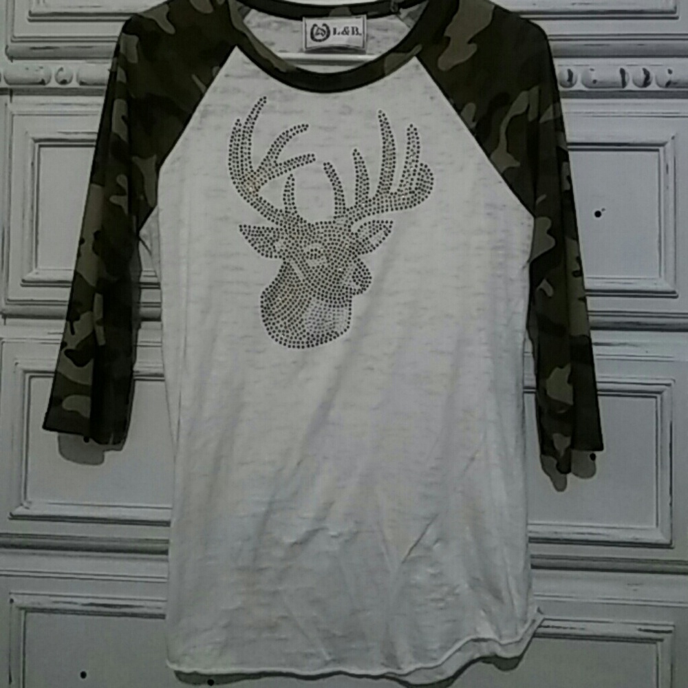 3/4 inch sleeve camo deer burnout